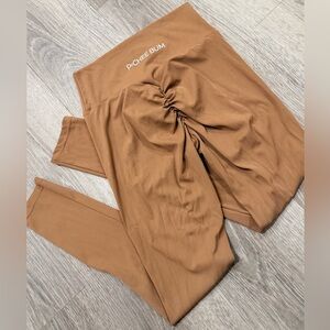 Pchee Bum Women's Tan Brown Gym workout scrunch leggings Medium